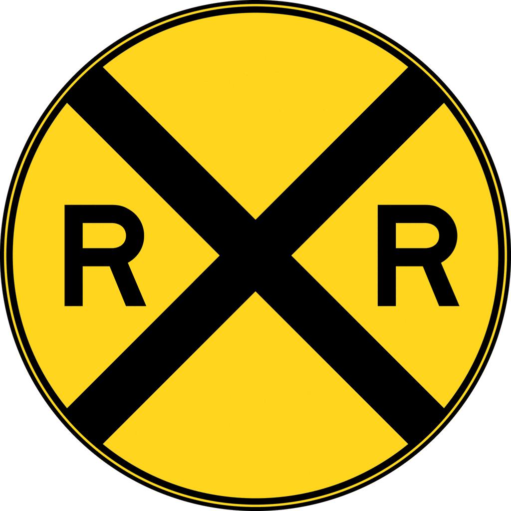 22 ROUND YELLOW WARNING SIGN 4) Pavement Markings - Pavement markings mean the same as the advance warning sign. They consist of an X with the letters RR and a no-passing marking on two-lane roads.