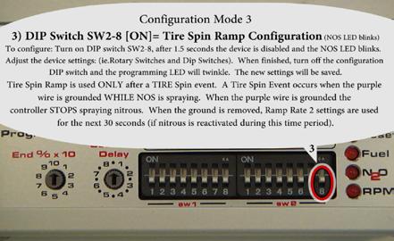 Save Tire Spin Ramp 3 settings:: - turn off dip switch SW2-8 = OFF.