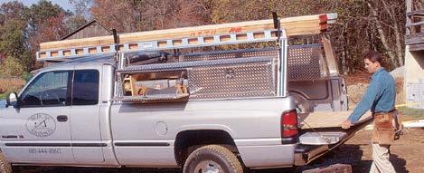 This leaves a large, clear, unobstructed cargo area and makes loading of 4ft. wide material easy. Trucks with 8ft.