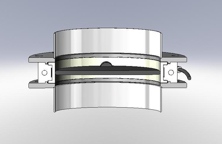 divided housing Gap-free connection by centering flange Seal in compliance with FDA regulations