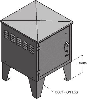 BATS313128SDFB-2F -P (31 x 31 x 28 Cabinet with 2 Fans and Pole Mount) Turtle Cabinet Legs Suffix -