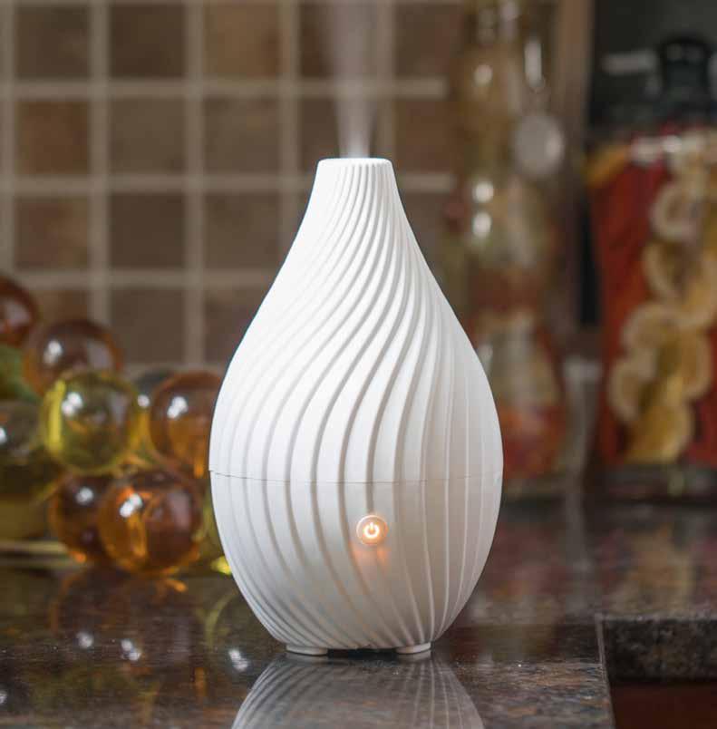 Spirale ULTRASONIC ESSENTIAL OIL DIFFUSER Suggested Retail $30.00 An inspiring corkscrew design adds interest to this sleek white diffuser.