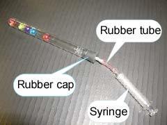 When you move the marbles in the test tube, the syringe should become long and short with the moving of the