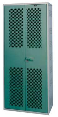 UNIBODY HESL-07 Equipment Storage Lockers (TA-50) body construction: Unibody all-welded construction, 16 gauge 1-1/2" high continuous bottom with reinforcing channels welded to the underside at each