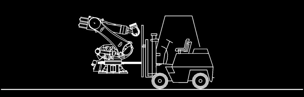 7 Transportation Fig. 7-4: Transportation by fork lift truck Transportation by fork lift truck, CR robots CR robots can be transported by fork lift truck (>>> Fig. 7-5 ) in two ways.