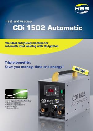Fast & precise CDi 1502 Automatic This top, entry-level device for automatic stud welding with capacitor discharge is the absolute innovation within the new CDi series.