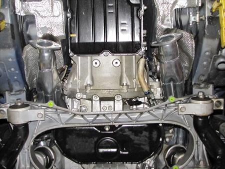 31) Install O2 sensor extension harness provided a. Use zip ties to hold it in place against the transmission b.