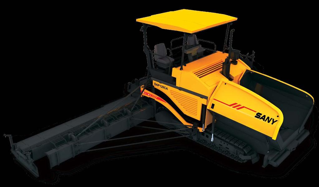 SANY SAP SERIES ASPHALT PAVER EXCELLENT PAVING PERFORMANCE High strength screed -- strongest rigid design in the industry, adopting frame structure and double-layer antitwisting beam design,