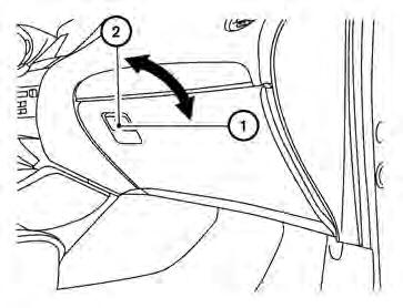 GLOVE BOX Open the glove box by pulling the handle. Use the master key when locking 1 or unlocking 2 the glove box.