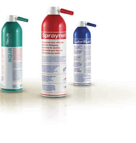 MAINTENANCE SPRAYS CLEANING WITH AQUACARE Cleaning spray for handpieces and contra-angles used with physiological liquid. Particularly recommended for implantology and dental surgery instruments.