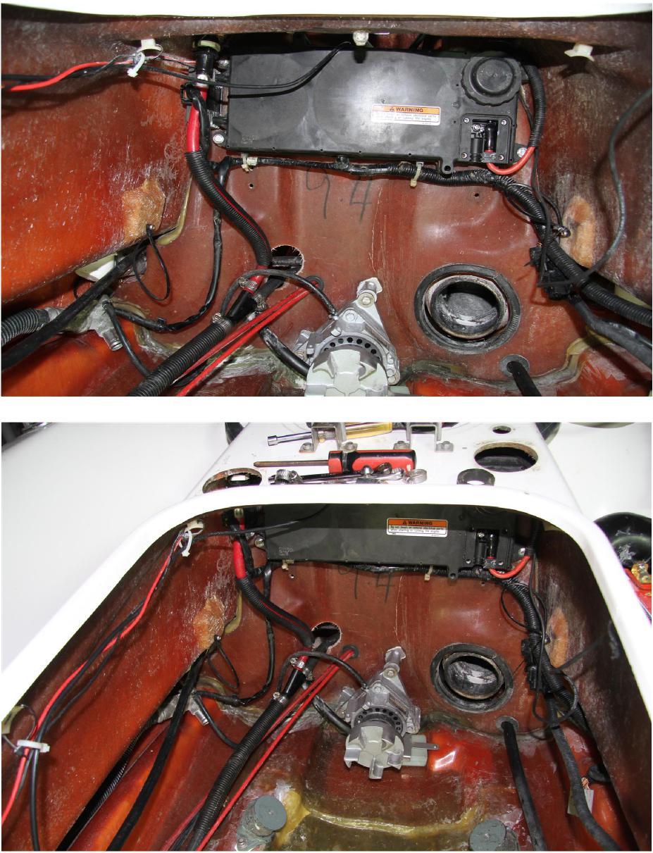 I mounted the ECU control box on the front of the bulkhead behind the engine high as I could.