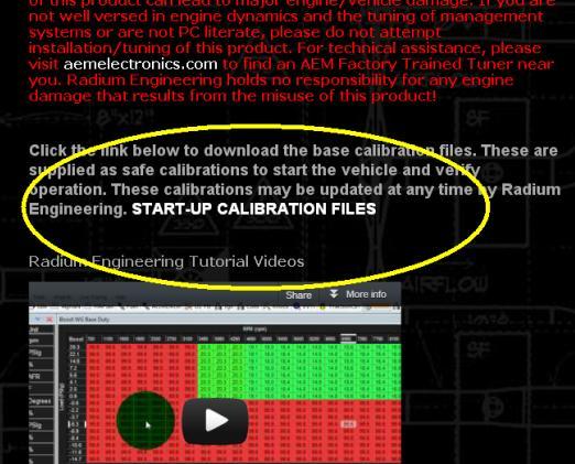 Upload the proper calibration file and open the Radium workspace file both found at www.radiumauto.com.