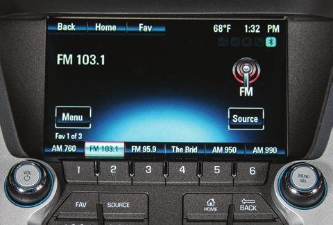 Storing Favorite Stations Radio stations from all bands (AM, FM or SiriusXM F ) can be stored, in any order, on up to six pages of favorites. 1. Tune in the desired radio station. 2.