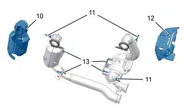 Figure : B1JB0A3D (6) Catalytic converter-particle emission filter. (7) Transverse rear silencer. (8) Rear pre-catalyst. (9) Front pre-catalyst.