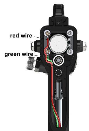 2 - Introduce the high voltage cable into the gun thanks to the guide wires (refer to view n 6b).