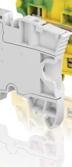 With only 6 mm spacing, two aligned screwless jumper channels, central large marking as well as aligned conductor entries, they are