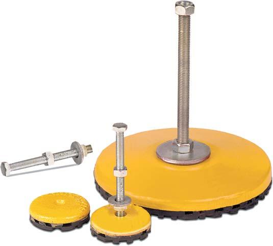 Fabcel Lev-L Mounts With Separate Bolt Standard Series Lev-L Mount Benefits Scientifically designed square foot suction cells firmly anchor machine to floor Controls noise, shock and vibration Meets
