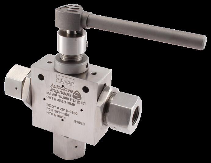 all Valves: QS Series 3-Way Pressures to psi (1034 bar) Parker utoclave Engineers high-pressure 3-way ball valves have been designed to provide superior quality for maximum performance within a
