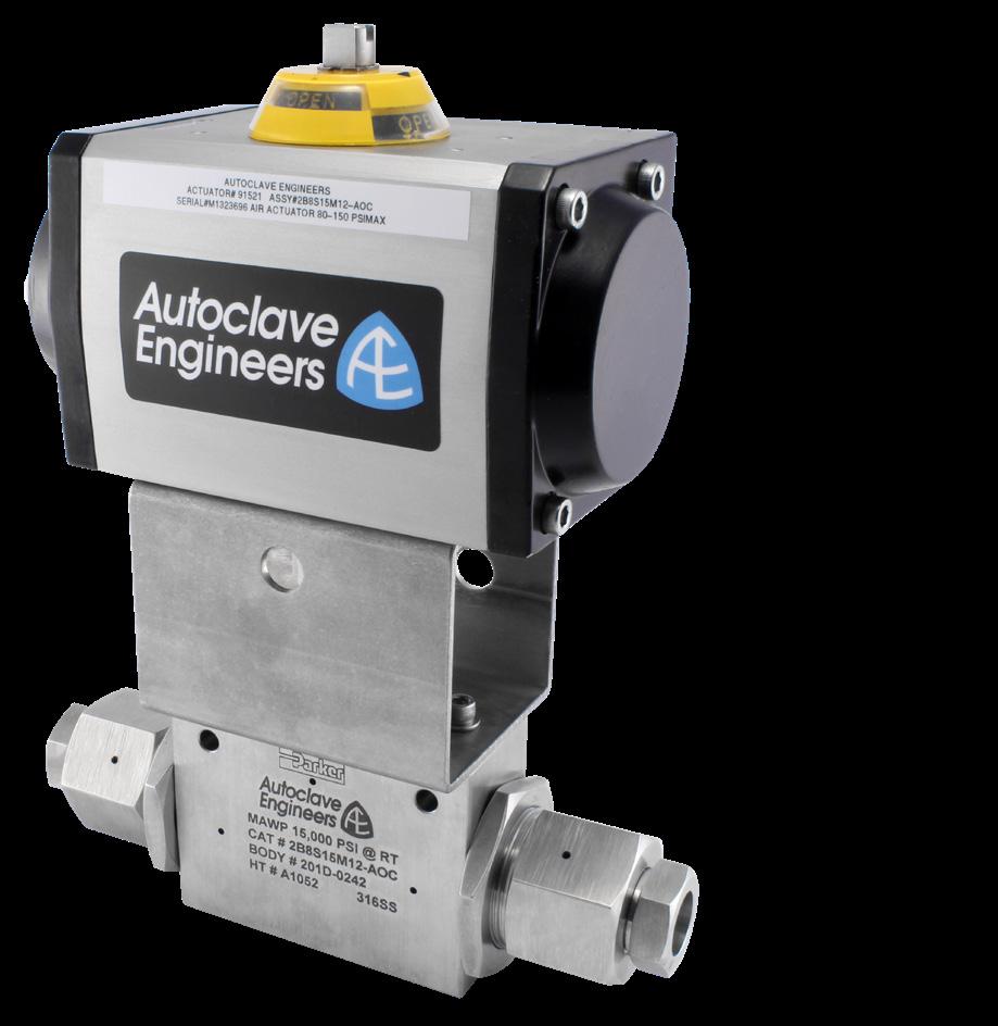 all Valves: QS Series ctuators Pneumatic and Electric Parker utoclave Engineers ball valves can be supplied with either pneumatic or electric operators for automated or remote operation.