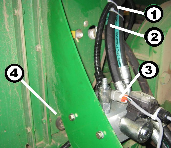 3.5.1.2 Manifold Connection Install Proportional Controller on Hydraulic Manifold. Route Harness through opening under the firewall support and connect the Proportional Controller.