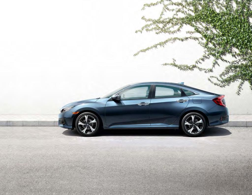 Rebellious. Overachiever. Civic Coupe concept shown in Energy Green Pearl. Civic Touring Sedan shown in Cosmic Blue Metallic.