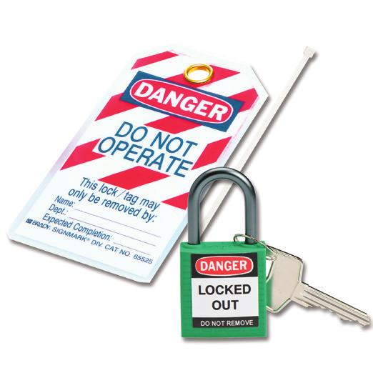 Safety -/2 Nylon Shackle Lock body: 3 H x -/2 W x 4/5 D Shackle clearance: -/2 ; Shackle diameter: /4 Each padlock includes key and one each English/Spanish and