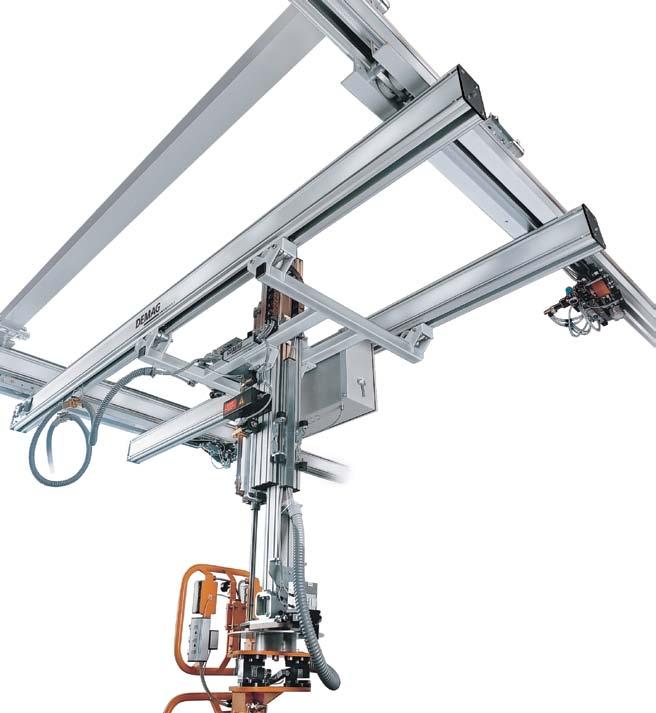 KBK Aluline simple ergonomic handling KBK Aluline can be used to construct both single and double-girder suspension cranes for