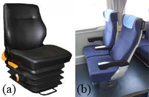 Fig. 5. Fig. 6. The seats of a) bus driver and b) bus passengers The seats of a) rail vehicle driver and b) rail vehicle passengers Fig. 7. Model of the seat in the ADAMS/View software 2.3.
