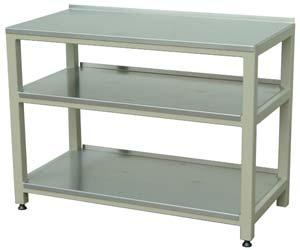 2 kg) 992-020 STEEL TABLES Steel Table with Drawer and Shelf These Steel Tables are made with a 2" (5.08 cm) square steel tubing framework and Stainless Steel shelves.