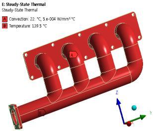 3, the temperature contour of the manifold due to thermal