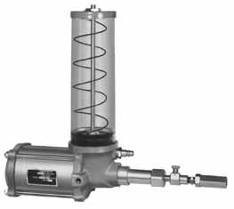 Air-Operated (Single Stroke) Grease Pumps 82886 Pump Pump discharges lubricant on air-powered forward stroke and vents on springpowered return stroke through built-in check/vent valve.