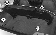 3. There are two spring-loaded storage pins on the rear wall of the storage compartment (A).