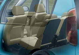 The backrests of the rear seats may be completely tilted toward the sitting sections.