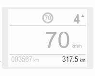 Prikaz zabeležene razdalje od zadnje ponastavitve na voznikovem informacijskem zaslonu. Števec dnevno prevoženih kilometrov šteje do 9.999 km in se nato ponastavi na 0.