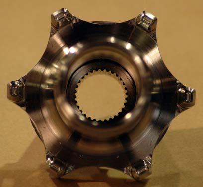 The rotor is driven by the outside diameter of the hub, just like an F1 car.