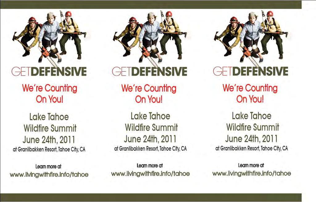 Back of Wildfire Awareness Week postcard with defensible space tips sent to all Tahoe basin homeowners, April 2011.