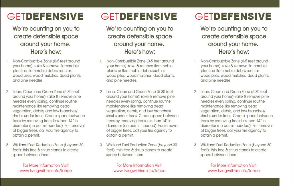 Back Wildfire Summit bookmarks with defensible space tips passed out during Wildfire Awareness Week, May and June 2011.