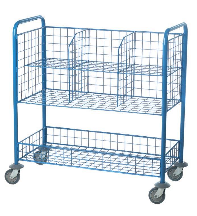 Basket Trolleys Fully welded frame & white powder coated removable baskets Mobile on 4 swivel 125mm non-marking castors L x W x H mm Post Room Trolley 3YR GUARANTEE MT991Y 476.