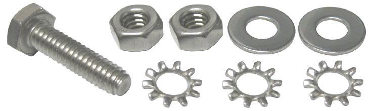 flat washers and two 1/4"-20 stainless steel hex nuts.