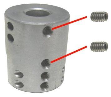 4. Locate the Smooth Hub and two #8-32 x 1/4" long Stainless Steel Screw -Cup Point Allen screws.