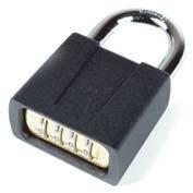 Ruggedly built padlock, with case hardened steel shackle chrome plated to resist corrosion - 1,000 combinations - All
