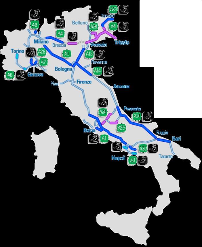 Average speed enforcement in Italy More than 3000 km of road covered Approx. 45% of Autostrade per l Italia s highway network covered 6.