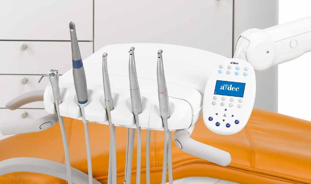 A-dec 500 deluxe touchpad. Control all your equipment including intraoral camera, ultrasonic instrument, curing light, and up to two electric motors. A-dec 300 deluxe touchpad.