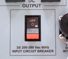 Product Overview 2 2.9 60 Hz 3-Phase AC Input Circuit Breaker The 3-phase 60Hz ac input circuit breaker is located at the center bottom of the GPU s front panel. (See Figures 4.4.1 and 4.4.2).
