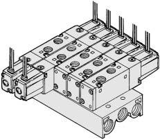 Series 000 Type 21 Manifold V-21- Station 1 Grommet (G), (H) 2n-Rc 1/8 (4(A), 2(B) port) (Pitch) (Mounting hole) 6-Rc 1/4 (1(P), /(R) port) PE port Manual override (Non-locking) G: 00 mm H: 600 mm