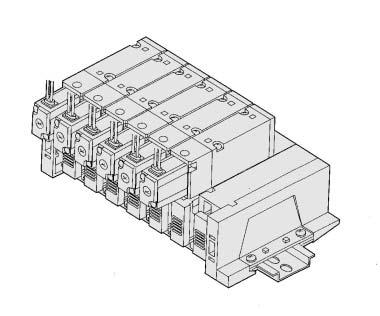 Port Solenoid Valve Base Mounted Series 000 Common SUP/Common EXH Type 40 1(P) port Rc 1/4 /(R) port Rc 1/4 Type 41 4(A), 2(B) port Rc 1/8 Type 42 4(A), 2(B) port C6, C8 DIN Rail Manifold Common