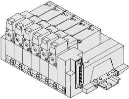 Series 000 Type 4F DIN Rail Manifold (Plug-in): Side Ported V-4FD- Station - C6C C8C 2n-One-touch fitting (A, B port) Applicable tubing model (Pitch) C6: T0604 C8: T0806 One-touch fitting port (P, R