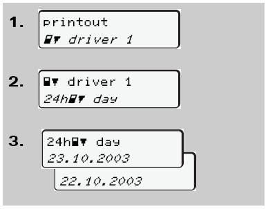 Driver Card and Vehicle Unit Printout Operation Main Menu Driver 1 Card Printout 1) Turn on the vehicle's ignition 2) Press button 3) Select the