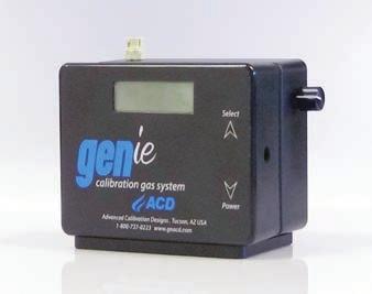 Digital Display Delivery Hose Fitting Liquid Crystal Display (LCD) Vial Adjust SELECT POWER Air Inlet The GENie base unit has a liquid crystal display (LCD) located on the front of the instrument.