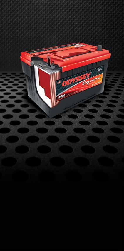 installed even on its side. But the densely packed flat plates in an ODYSSEY Extreme Series battery avoid the dead space between cylinders in a six pack design.